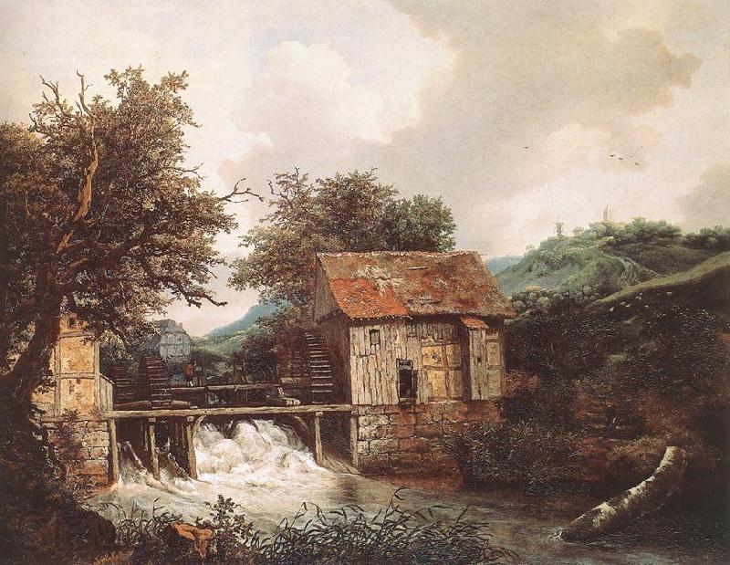 RUISDAEL, Jacob Isaackszon van Two Watermills and an Open Sluice near Singraven Spain oil painting art